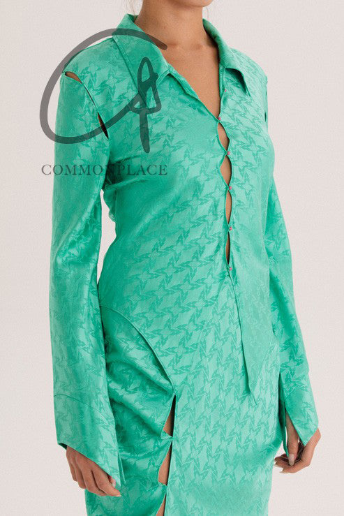 RUI Silk Jacquard Shirt RSS22WV08 Emerald Green